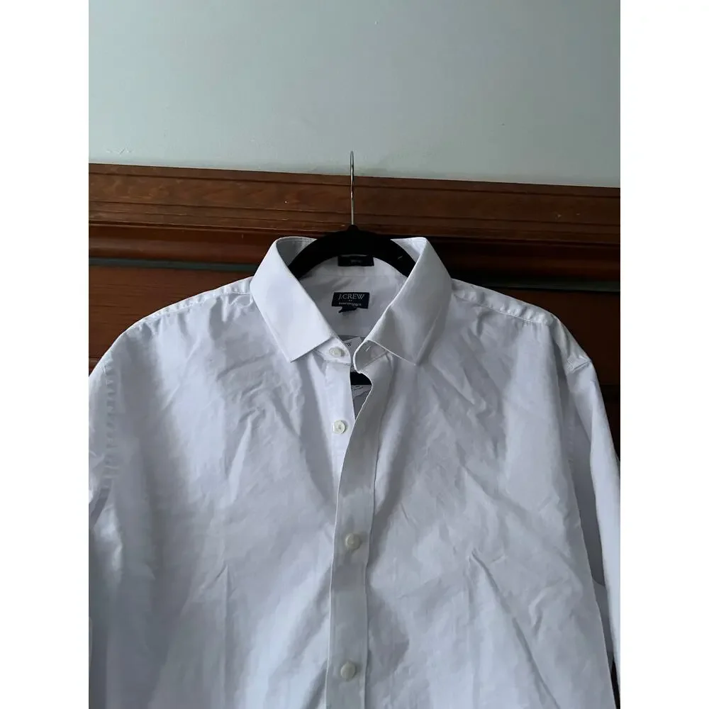 NWT J. Crew Men's Tailored Performance Bowery Dress Shirt Slim Fit White 17/35